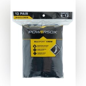 Men’s PowerSox Allsport Crew Socks - Black
